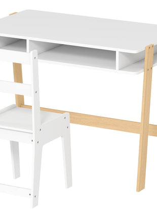 Kids Desk and Chair Set with Storage for Bedroom, School, Gift for Children Ages 3-12, White