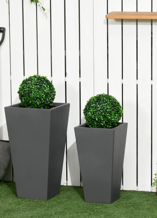 2-Pack Outdoor Planter Set, Flower Pots with Drainage Holes, Durable & Stackable Plant Pot, 22in & 18in, for Porch, Entryway, Patio, Yard, Garden, Gray