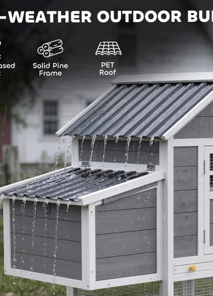 82" Wooden Chicken Coop, Large Outdoor Hen House for 2-3 Hens, Chicken House with Nesting Box, Pull-on Tray