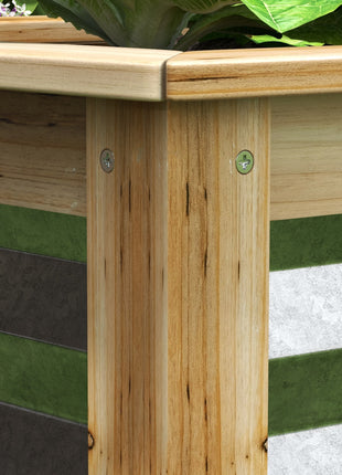 Raised Garden Beds Set of 2, Metal and Wood Combined Planter Box, for Growing Flowers, Herbs and Vegetables