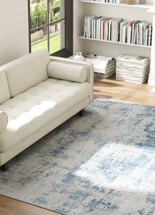 Area Rug 5x7, Machine Washable Rug, Non-Slip Modern Abstract Floor Carpet for Living Room, Bedroom, Dining Room, Blue