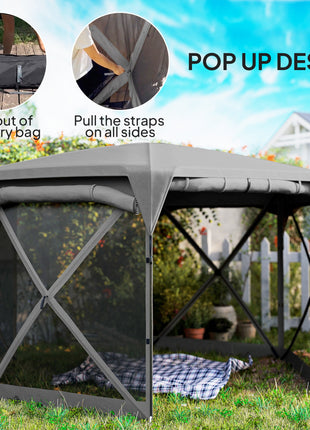 11 x 11ft Pop Up Gazebo Screen Tent with Removable Roof Cover, Roll-up Wind Panels for Camping, Backyard, Dark Gray
