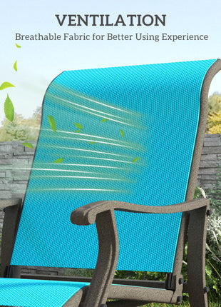 Outdoor Glider Chair Patio Glider Swing Chair with Mesh Seat, Steel Frame for Backyard, Garden, Porch, Blue