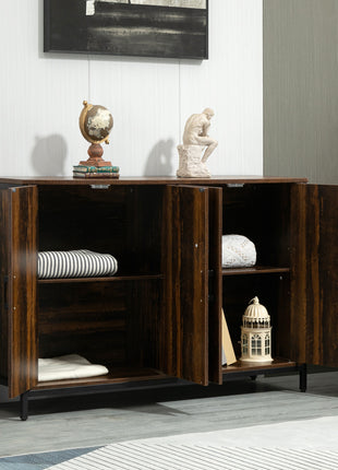 Industrial Sideboard Buffet Cabinet with Doors, Kitchen Cabinet, Coffee Bar Cabinet with Adjustable Shelves, Rustic Brown