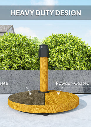 Patio Umbrella Base Holder, Outdoor Umbrella Base with Adjustable Pads, Heavy Duty Patio Umbrella Stand Base for Garden, Poolside, Nature Wood