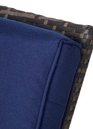 Outdoor Recliner Chair with Cushion, Rust-Resistant Aluminum Frames PE Wicker Patio Lounge Chaise Chair with Adjustable Reclining Backrest and Footrest, Pillow, Dark Blue