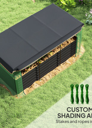 Galvanized Steel Planter Box with Crop Cage and Shade Cloth, Raised Garden Bed for Flowers, Veggies and Herbs, Dark Gray