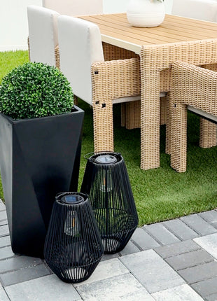Indoor Outdoor Planters Set of 3 MgO Tall Planters Stackable Flower Pots with Drainage Holes for Garden, Balcony, Black