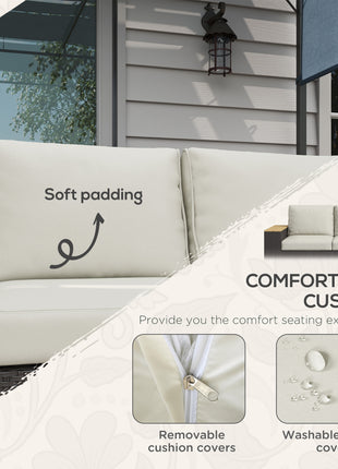3-Seat Outdoor Patio Sofa, PE Wicker Outdoor Couch with  Extra Wide Deep Seat, Wide Armrests 4" Cushions, Beige