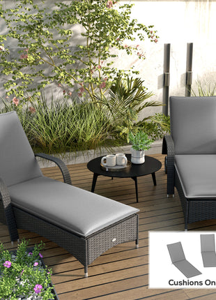 Foldable Chaise Lounge Cushion Set of 2, Outdoor Lounge Chair Cushion Set, UPF50+ 200gsm Fabric, 76" x 23", Gray