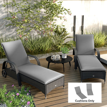 Foldable Chaise Lounge Cushion Set of 2, Outdoor Lounge Chair Cushion Set, UPF50+ 200gsm Fabric, 76" x 23", Gray