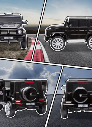 12V Mercedes Benz G500 Licensed Kids Electric Car with Remote Control, Headlights, Music, Suspension, Storage, Black