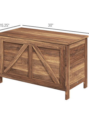 Storage Chest, Farmhouse Lift Top Box Organizer with Safety Hinge, for Bedroom, Entryway, Living Room, Brown Oak