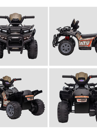 Kids ATV Four Wheeler  Ride on Car, Motorized Quad, 6V Battery Powered Electric Quad with Songs for 18-36 Months, Black