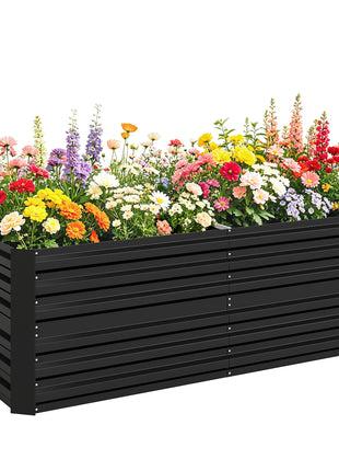 Galvanized Raised Garden Bed, Steel Outdoor Planters with Reinforced Rods, 71" x 36" x 23", Black