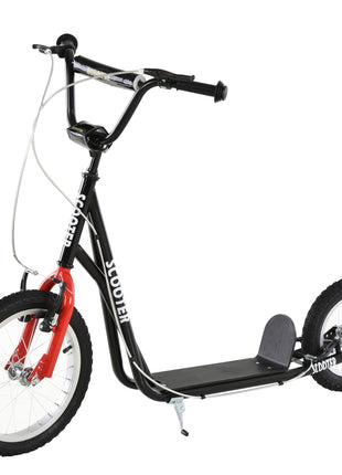 Teens Youth Scooter Ride On Toy with Adjustable Handlebar, Dual Brakes, and Inflatable Wheels For Kids 5+ - Black