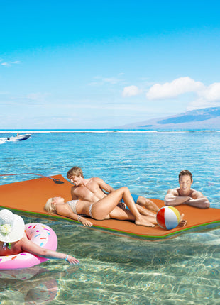 9' x 6' Lily Pad Water Mat for 2 Adults, Floating Water Pad for Lake, Pool, Ocean, Beach, and Boating, Orange