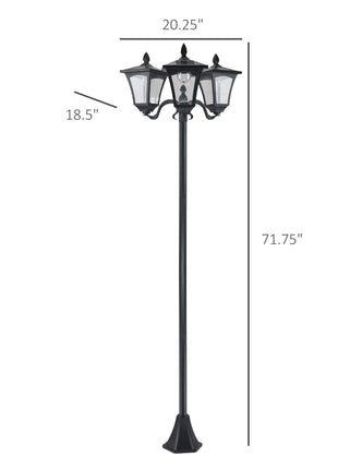 Outdoor Lamp Post Lights, Triple Head Solar Powered Lamp, Street Vintage Solar Post Lamp, for Backyard, Garden Pathway, Driveway, 72 Inches