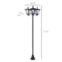Outdoor Lamp Post Lights, Triple Head Solar Powered Lamp, Street Vintage Solar Post Lamp, for Backyard, Garden Pathway, Driveway, 72 Inches