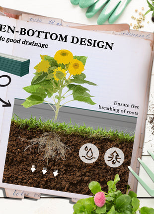 8x2x2ft Galvanized Raised Garden Bed Kit with Safety Edging for Flowers, Herbs and Vegetables, Green