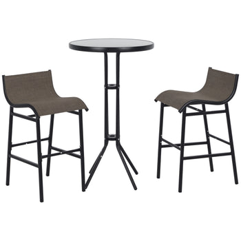 3 Piece Bar Height Outdoor Bistro Set for 2, Tan