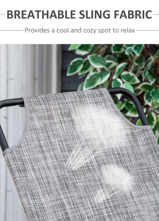 Garden Rocking Chair, Outdoor Indoor Sling Fabric Rocker for Patio, Balcony, Porch, Gray and Brown