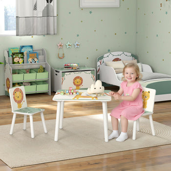 3-Piece Kids Toddler Table and Chair Set Furniture for Boys and Girls Aged 3-8, Bedroom, Nursery, Playroom, Green