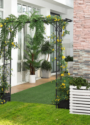 82'' Decorative Metal Garden Trellis Arch with Durable Steel Tubing & Elegant Scrollwork, Perfect for Weddings