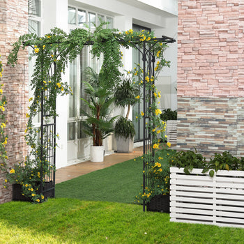 82'' Decorative Metal Garden Trellis Arch with Durable Steel Tubing & Elegant Scrollwork, Perfect for Weddings