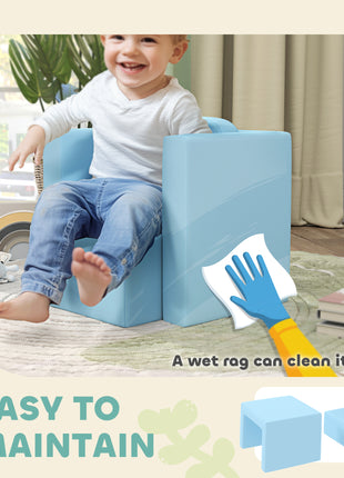 2-in-1 Convertible Table and Chair Set for Boys Girls for Boys Girls, Light Blue