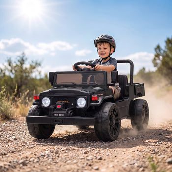 Licensed Toyota Pickup Ride on Truck, 24V Kids Electric Car with Dual Motors, Up to 3.7MPH for Kids 3-8 Years Black