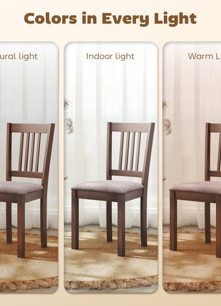 Dining Chairs Set of 2 Linen Upholstered Kitchen Chairs with Rubberwood Legs for Dining Room Living Room Walnut Taupe