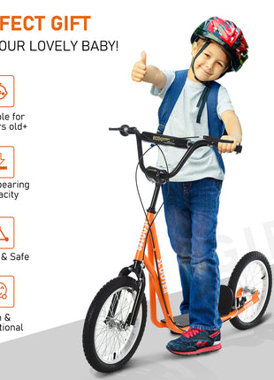 Youth Scooter Kick Scooter for Kids 5+ with Adjustable Handlebar Front and Rear Dual Brakes, Orange