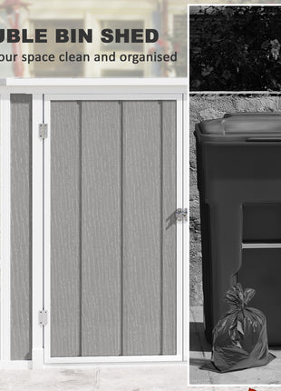4.7 x 2.5FT Outdoor Horizontal Storage Shed, Lockable Trash Can Storage with Chain Lid, Gray