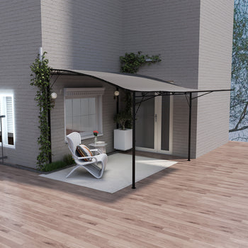 10' x 8' Outdoor Pergola and Patio Gazebo for Garden, Camper, Deck, Doors and Windows, Brown