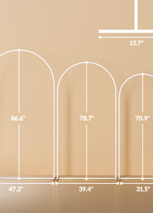 Metal Arch Backdrop Stand Set of 3, 7/6.5/6 ft Wedding Arch Frame, Balloon Backdrop Arch Stand Set for Birthday Party, Bridal Shower, Graduation, Ceremony, Banquet Decorations, White