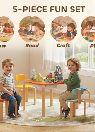 5 Piece Kids Table and Chairs Set, Toddler Table and Chair Set with Built-in Storage, for Nursery, Living Room, Playroom