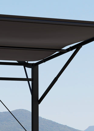 10' x 8' Outdoor Pergola and Patio Gazebo for Garden, Camper, Deck, Doors and Windows, Brown