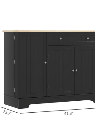 Modern Sideboard Cabinet, 41" Kitchen Buffet Cabinet with Drawer, Adjustable Shelf, 3 Doors for Dining Room, Black