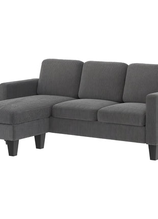 Sectional Sofa, L Shaped Couch, with Reversible Chaise or Ottoman, Dark Gray