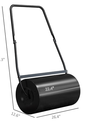 46L Lawn Roller, Push/Tow Behind Sod Roller with U Shaped Handle, Water Filled Yard Roller for Garden, Lawn, Backyard