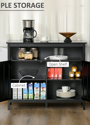 Sideboard Buffet Cabinet, Coffee Bar Cabinet with 2 Doors and Adjustable Shelves, Console Table for Kitchen Entryway Living Room, Black