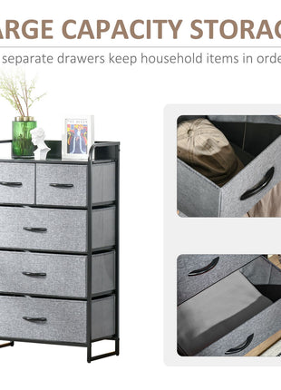 5-Drawer Dresser Tower Chest of Drawers Organizer with Steel Frame Gray