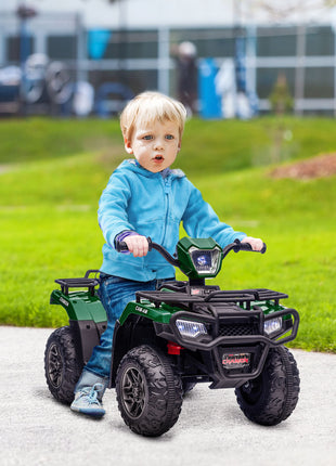 12V Electric Toy Car with Forward Backward Function, Music, LED Headlights, for Ages 3-5 Years, Green