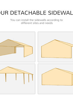 9.6' x 19' Large Party Tent, Outdoor Event Shelter, Gazebo Canopy with 4 Removable Window Sidewalls for Weddings, Picnics, Blue
