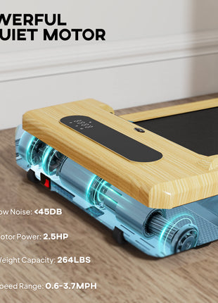2.5HP Walking Pad, Under Desk Treadmill with Remote Control, Transport Wheels and LED Display for Home Gym Office