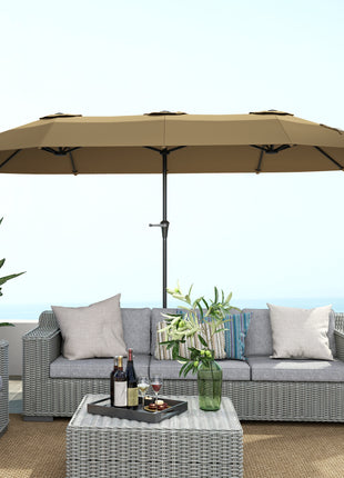 13 ft. Extra Large Patio Umbrella with Easy Crank Handle, Vents for Outdoor, Patio, UPF30+, Coffee