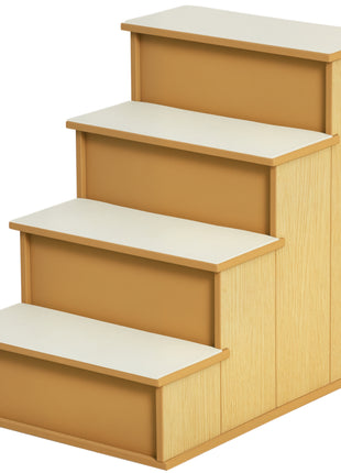 Pet Stairs, Small Pet Steps with Cushioned Removable Covering for Dogs and Cats Up To 22 lbs, Natural