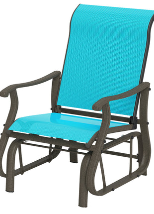 Outdoor Glider Chair Patio Glider Swing Chair with Mesh Seat, Steel Frame for Backyard, Garden, Porch, Blue
