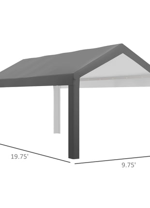 10 x 20ft Carport Roof, UV Resistant Canopy Replacement, Fits 84C-378V00 and 84C-206 Series, Dark Gray
